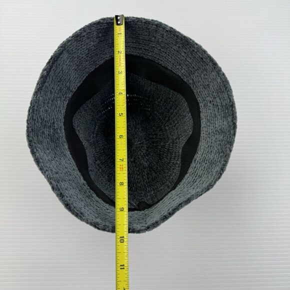 August T Gray Chenille Cloche Bucket Hat Flower Accent Winter Warm Soft Acrylic - Picture 8 of 10